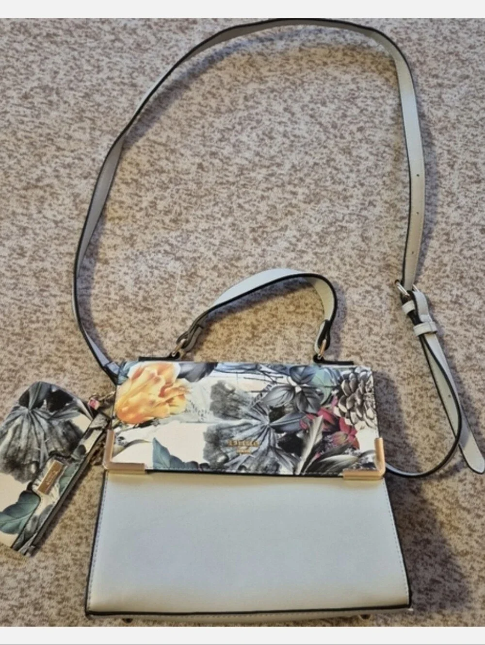 New Dune London Floral Crossbody Bag Light Grey Body With Coin Wallet